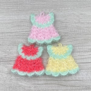 A Set of 3 [Dress] Korean Dish Scrubbies, Crochet Scrubby, Pot Scrubber