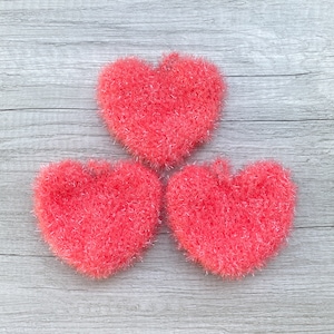 A Set of 3 [Heart] Korean Dish Scrubbies, Crochet Scrubby, Pot Scrubber