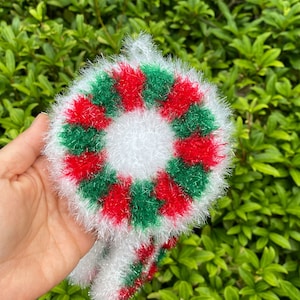A Set of 3 [Christmas Lease] Korean Dish Scrubbies, Christmas Lease Pot Scrubber, Crochet Pot Scrubby, Pot Scrubber