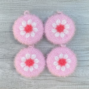 A Set of 4 [Flower] Korean Dish Scrubbies, Crochet Scrubby, Pot Scrubber