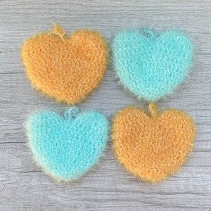 A Set of 4 [Heart] Korean Dish Scrubbies, Crochet Scrubby, Pot Scrubber
