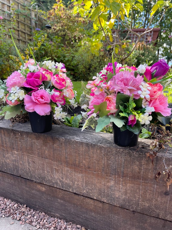 Artificial Grave Flower Pots Memorial Flowers Etsy UK
