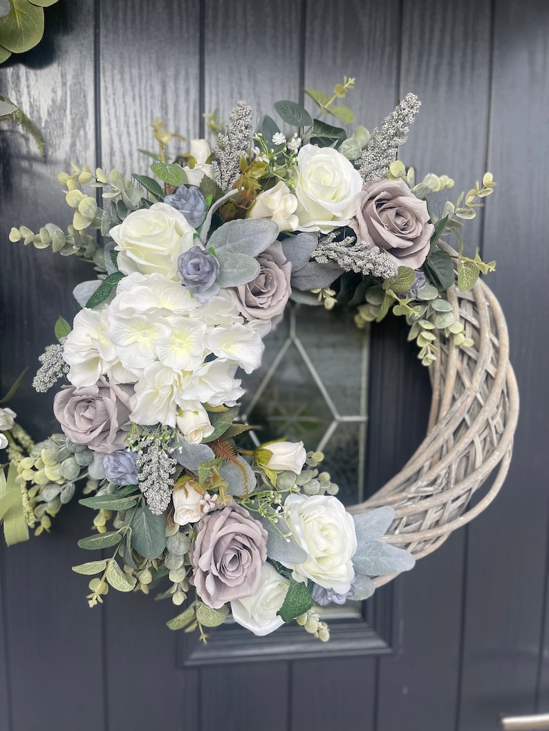 Grey White and Ivory Collection Spring Summer Wreath and Garland Option Items Sold Seperately image 2