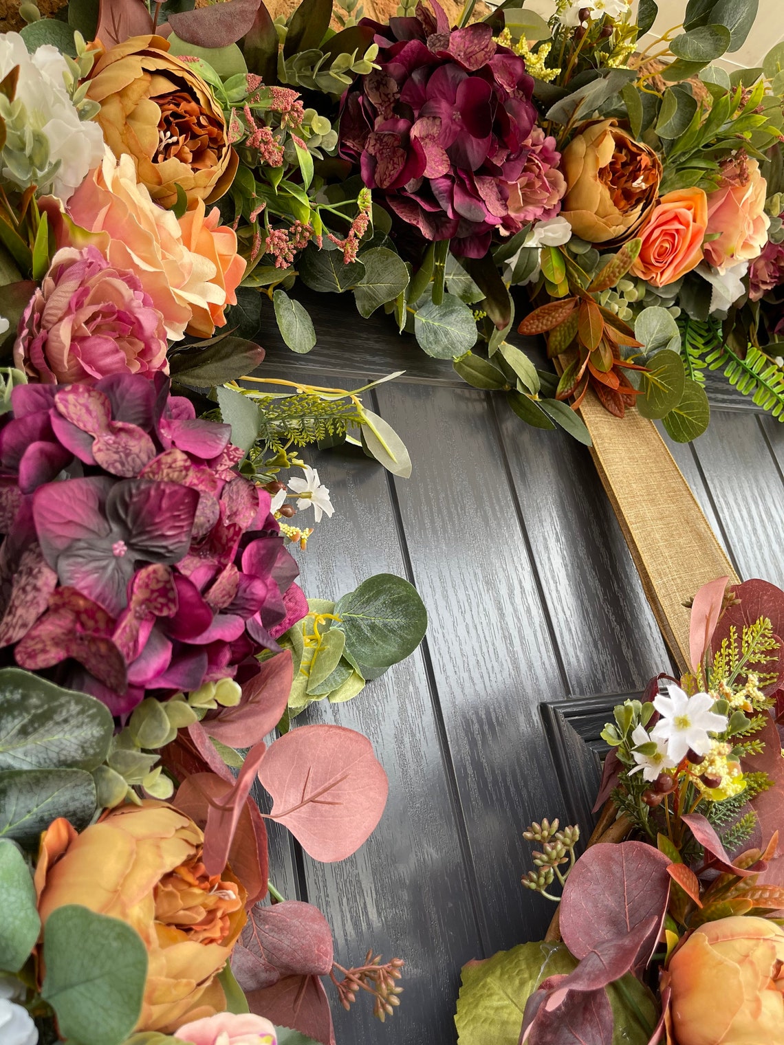 Autumn Matching Wreath and Garland Combination Burgundy Etsy