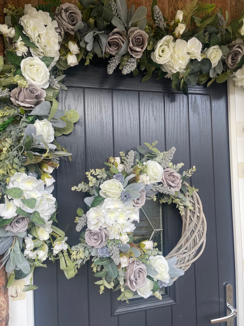 Grey White and Ivory Collection Spring Summer Wreath and Garland Option Items Sold Seperately image 3