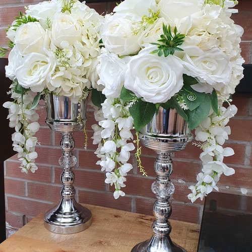 White Flowers in Vase Artificial Flower Arrangement Cream Jug Etsy UK