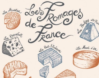 French Cheese and Bread Tea Towels, Made in France