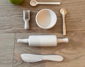 Gebäck-Utensilien-Kit für Kinder in Holz, Made in France