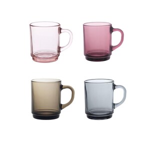 Duralex Versailles Color Mug Set x 4, Assorted Colors, Made in France