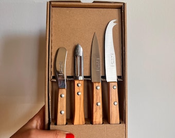 La Fourmi “Coffret Cheftaine” – Olive Wood Knife Set (4 pcs) | Handcrafted in France