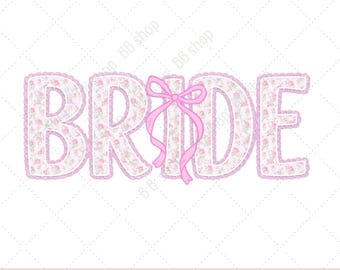Bride Floral Lace Bow Png, Pink Coquette Bride Png For Bridal Party Digital Download