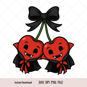 Vampire Cherries Cute Halloween Png, Halloween Cherry Png, Spooky Season, Halloween Spooky Cherry Digital Download