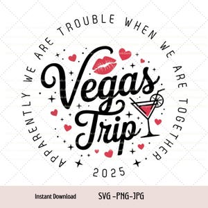Vegas Trip SVG | Bachelorette Party Girls Night PNG | Cocktail & Kiss Digitaldownload