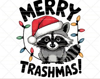 Merry Trashmas Christmas Raccoon Santa Funny Christmas Png Digital Download