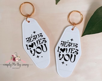 Jesus Loves You Keychain: Retro Motel Style, Christian Gift