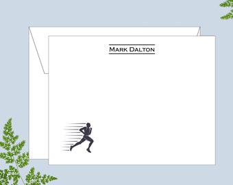 Runner Stationary, Personalized Notecard, Running Cards, Marathoner cards, Sports Cards, Silhouette Cards, Set of 10, Field and Track Cards