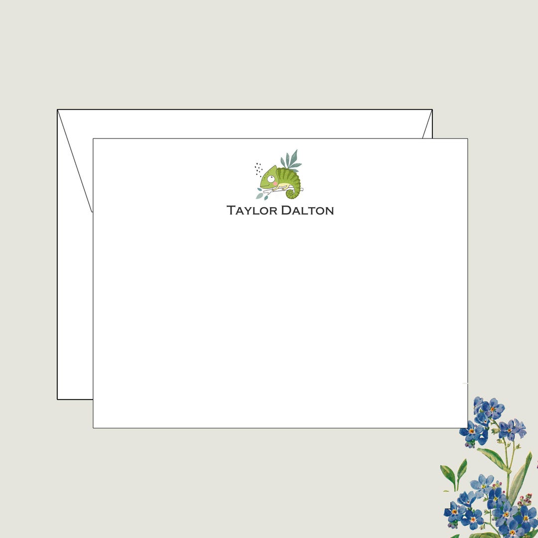 Personalized Chameleon Note Cards, Reptile Stationery - Etsy