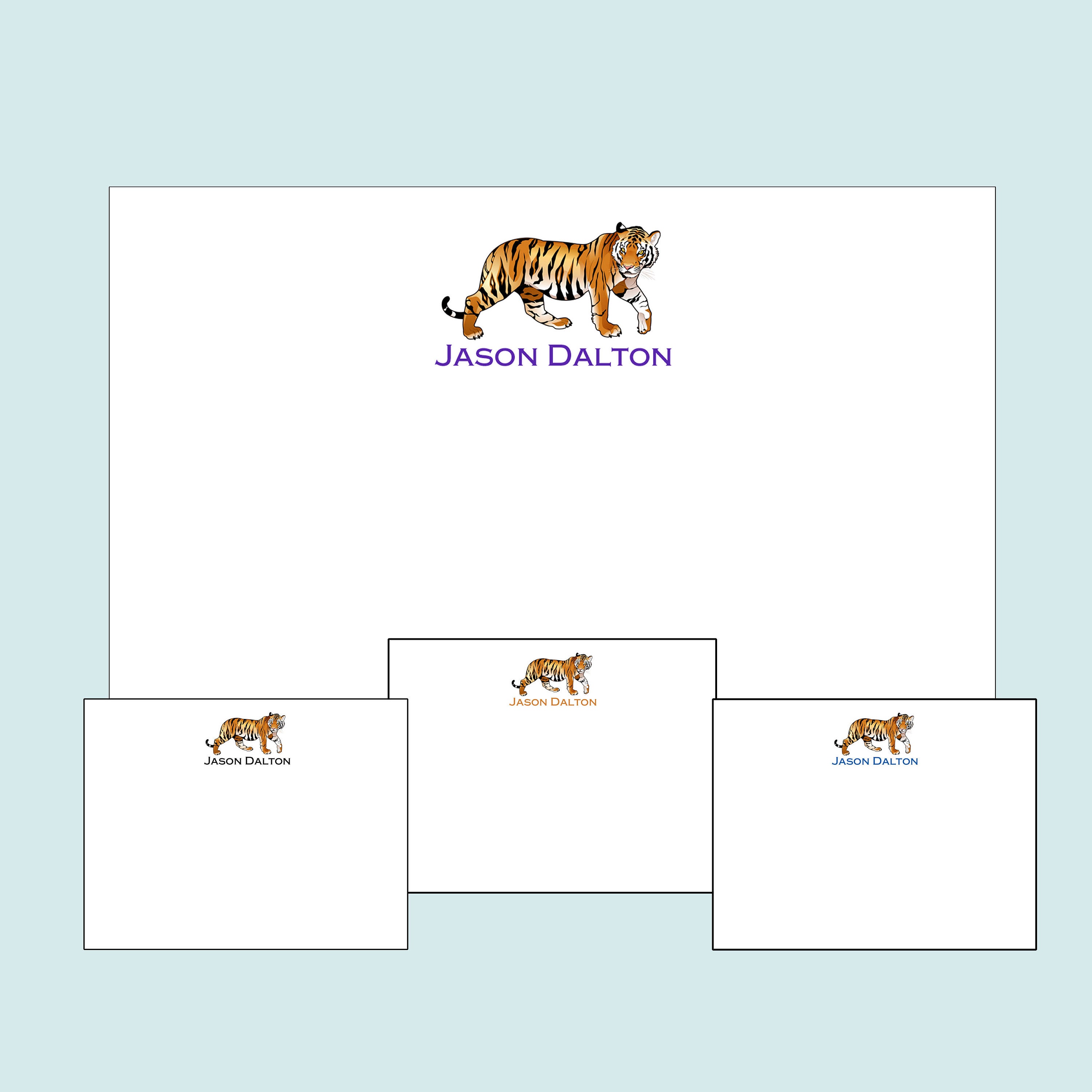 Tiger Stationery, Tiger Notecards, Flat Cards, College Notecards, Clemson, Louisiana, LSU ...