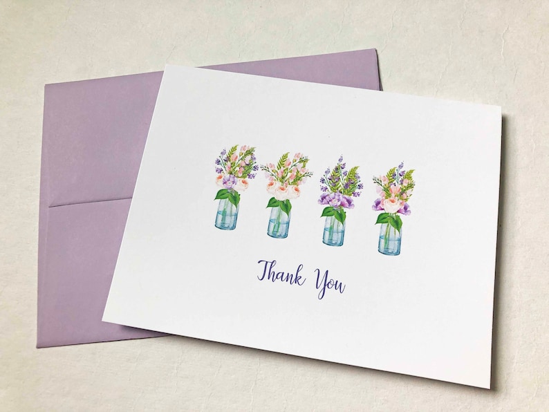 Custom floral cards Personalized Stationary Cards with envelopes Flower Stationery Mason Jar Cards Notecards for Her Floral Card