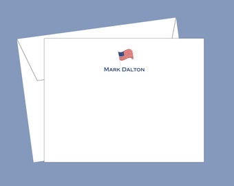 Personalized stationery, Patriotic Stationery,  Flag Note Cards, American Stationery, Military Note Cards, Military Stationery. Flat Cards