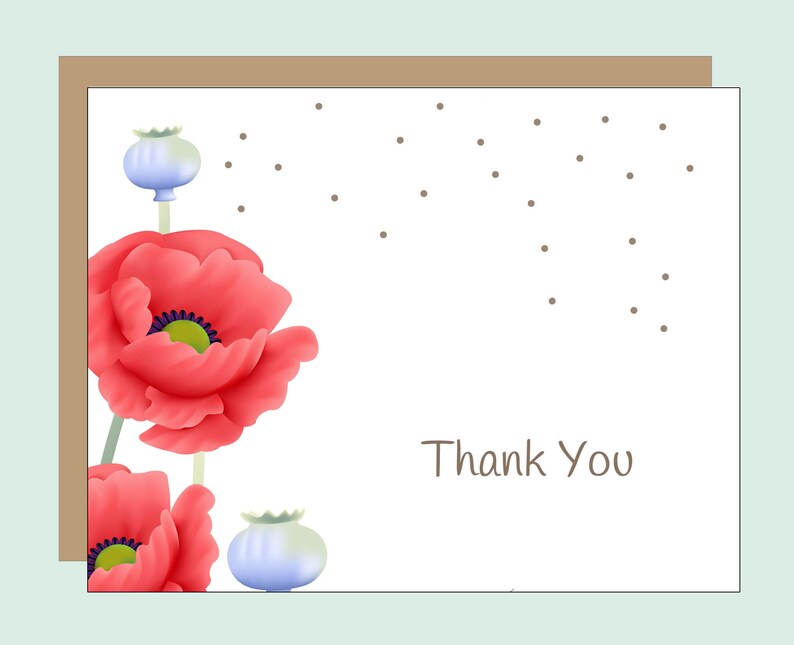 Gift for her Poppy note cards Personalized Stationary folded cards, custom cards Girlfriend Present Garden Cards for women