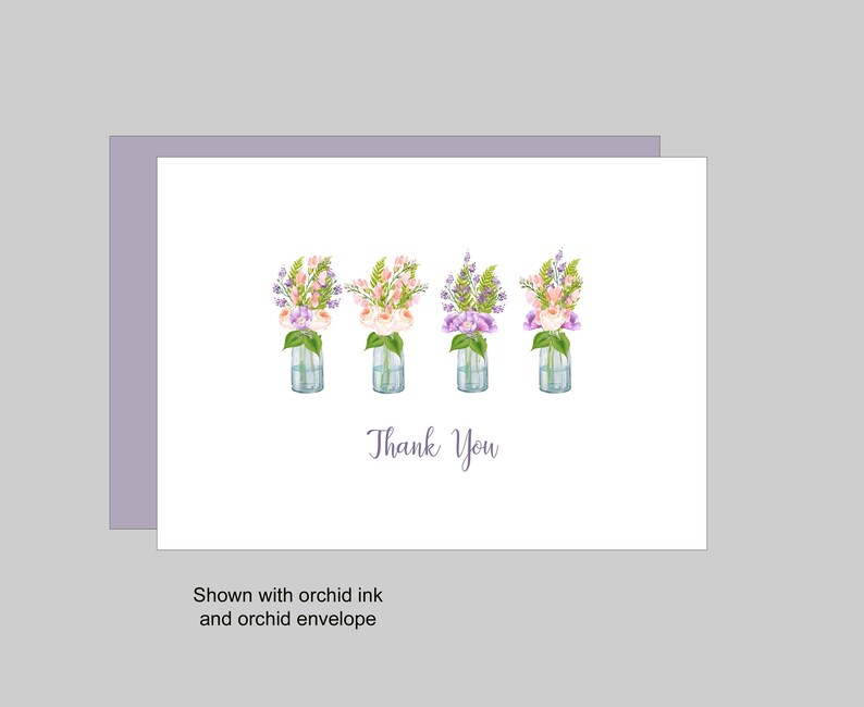 Custom floral cards Personalized Stationary Cards with envelopes Flower Stationery Mason Jar Cards Notecards for Her Floral Card