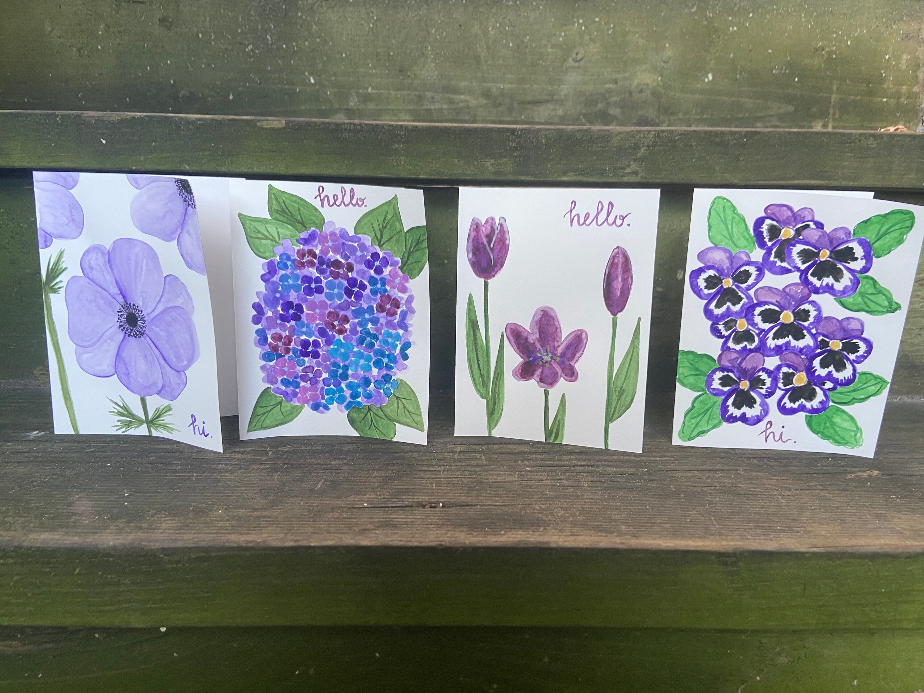 Assorted Floral Greeting Cards 4 Pack Etsy