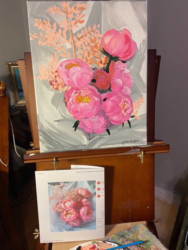 Fine Art Print of Peony Bouquet Portrait - Print of Original Painting ...