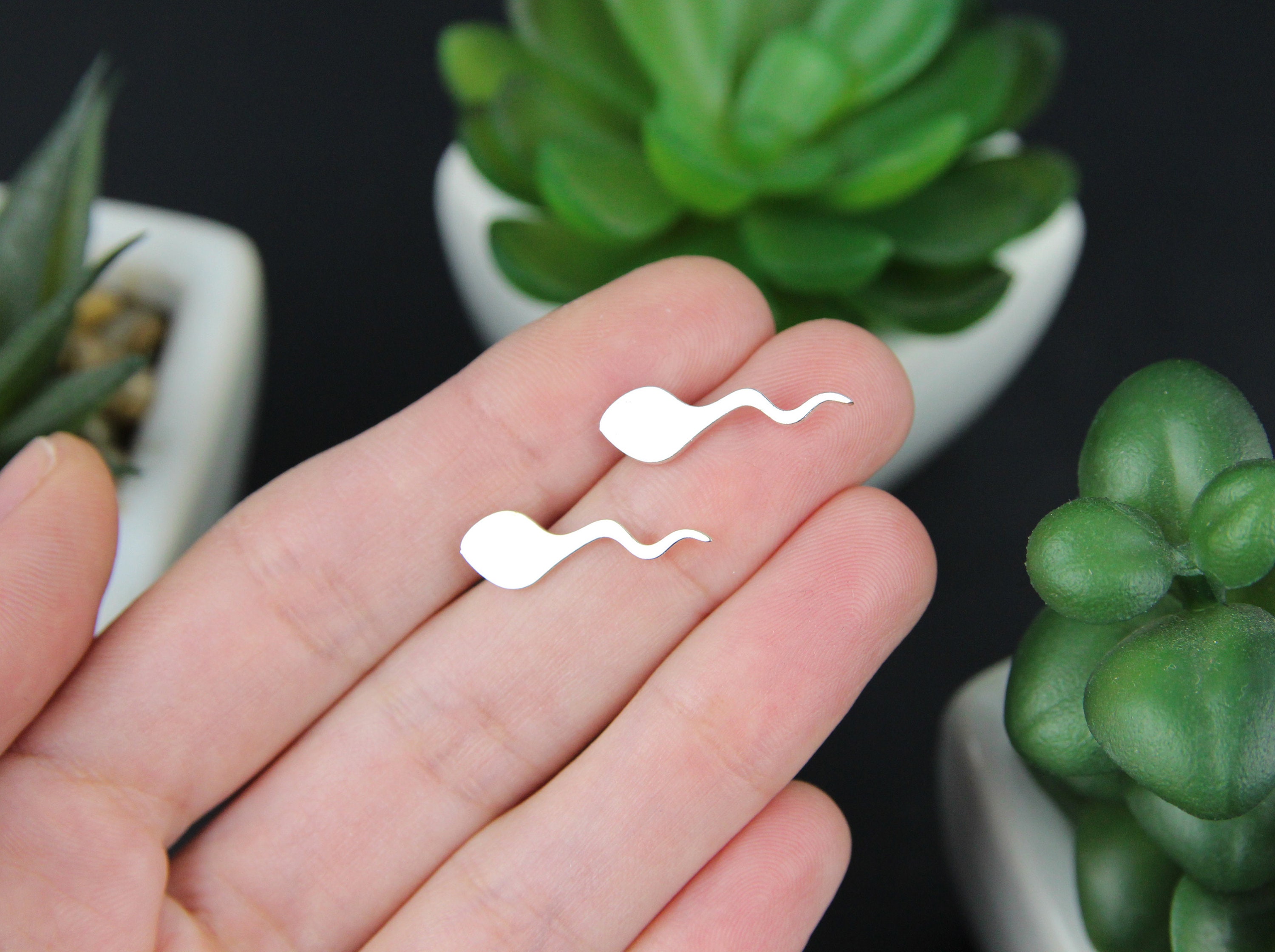 Funny Stud Earrings Funny Gift Sperm Stainless Steel Studs Etsy UK