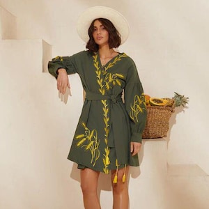 Gorgeous women summer dress, Embroidered Vyshyvanka Dress, Wrap dress, Ukraine gift, Gift for woman, Made in Ukraine, embroidered dress