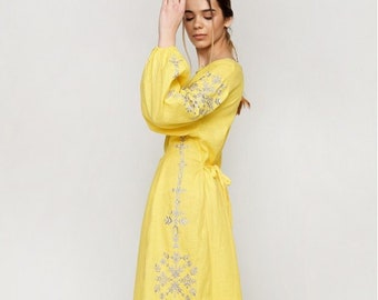Maxi linen dress, Ukrainian embroidered dress, Vyshyvanka dress, Linen dress, Ukrainian clothing