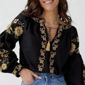 Black Ukrainian Vyshyvanka blouse, Ukrainian Vyshyvanka, Woman Vyshyvanka, Ukrainian blouse, Vyshyvanka, Ukraine clothing