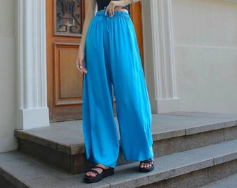 Summer palazzo pants, blue pants, palazzo trousers, summer pants, women palazzo