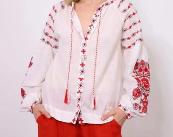 White summer vyshyvanka, Vyshyvanka woman, Ukrainian blouse, Vyshyvanka, Ukraine vyshyvanka, summer blouse, white peasant blouse