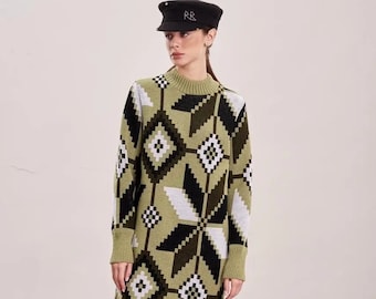 Wool Blend Knit Sweater Dress: Long Winter Dress