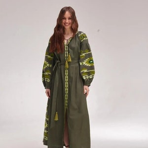 Linen women Vyshyvanka dress, Ukrainian embroidered dress, Linen Vyshyvanka, Folk clothes, Linen dress