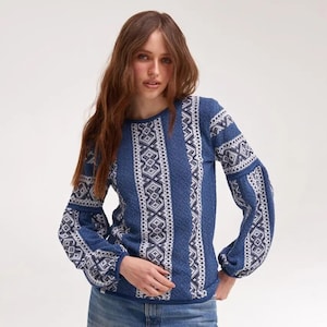 Handcrafted Vyshyvanka Ukrainian Peasant Blouse with Traditional Ornaments