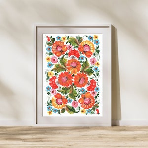 Folk Ukraine art print, Ukrainian art work, Digital Ukraine print, Ukrainian folk art