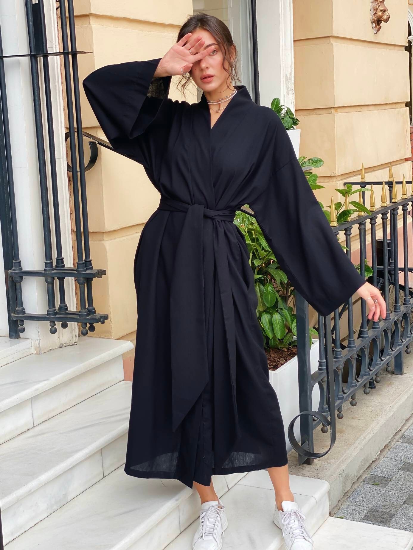 antigue カットレースリネンガーゼVネック dress S492a48105e4146cb80e5b3af85279