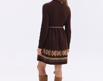 princess polly baby blue dress Cupshe Women's Cozy Cable Knit Sweater Mini Dress-M-Brown