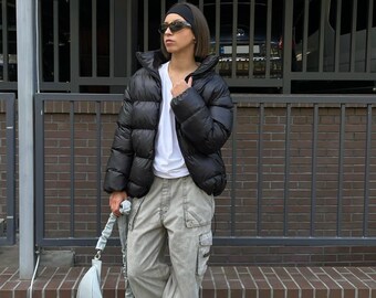 Black Winter Puffer Jackets for Women Y2k, Quilted Puffer Black Winter Puffer Jackets for Women Y2k, Quilted Puffer