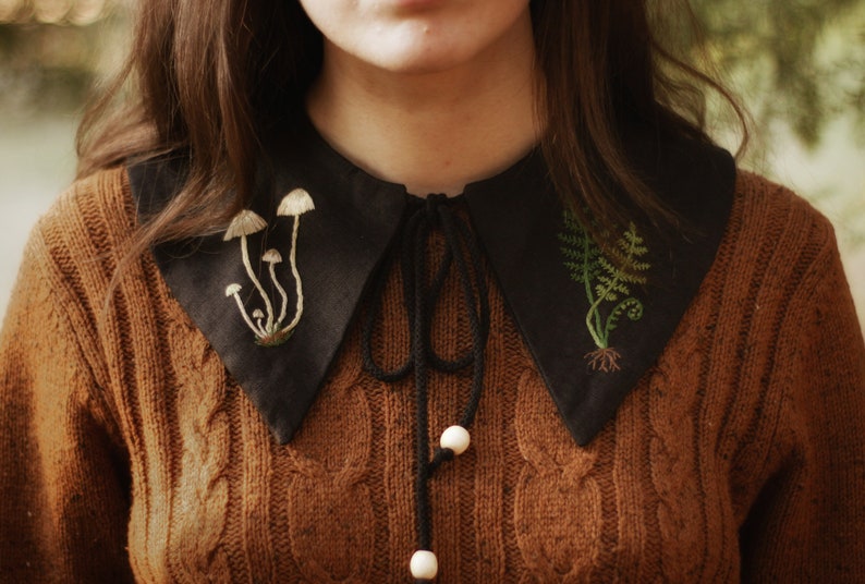 Black Lolita accessories Dark mori girl Detachable gothic collar Removable Peter Pan collar