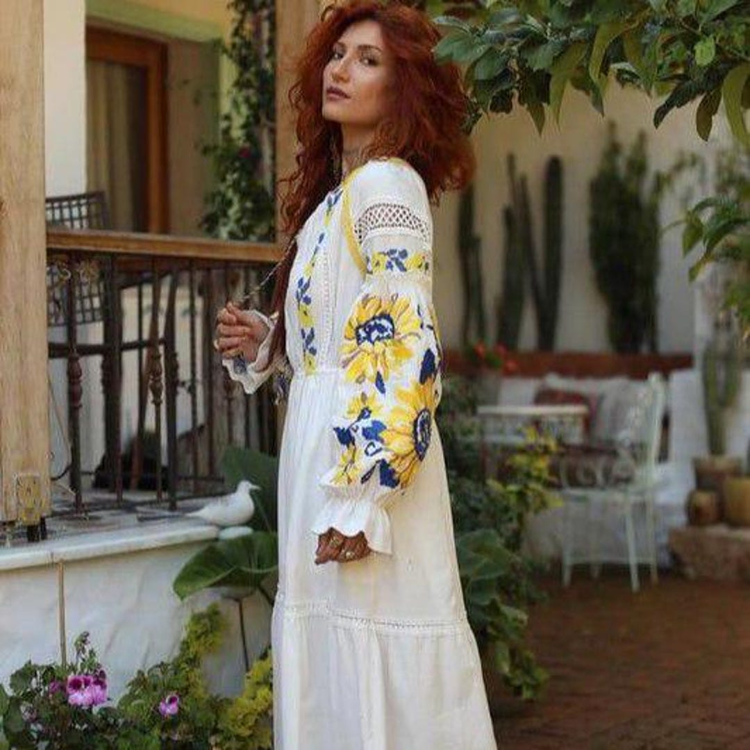green emerald velvet dress White & Blue Embroidered Dress  JPosh Apparel
