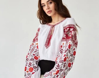 Peasant linen women blouse, Ukraine blouse, linen Ukraine blouse, linen clothing, Ukraine clothing, Embroidered blouse, Vyshyvanka blouse