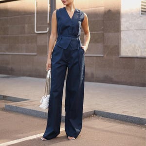 Wide Leg Linen Pants: High Waist Minimalist Trousers