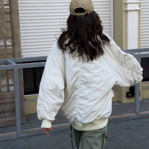 Bomber jacket women, oversized bomber jacket, ivory jacket women, women bomber, oversize jacket, bomber jacket image 3