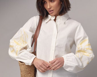 Ukrainian white embroidered shirt, Ukraine blouse, Ukrainian Vishivanka, Ukraine clothes