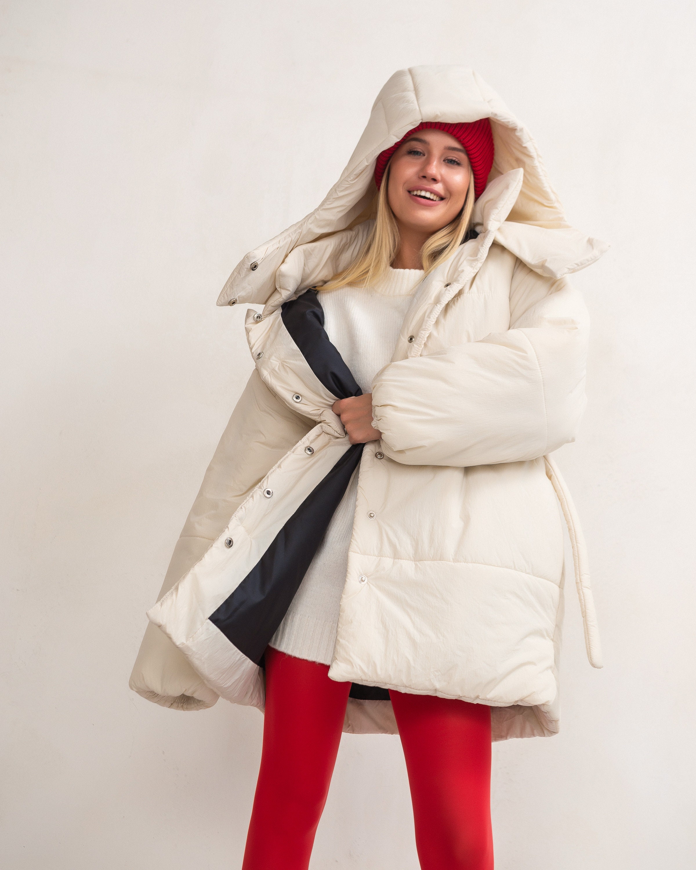 Ivory puffer jacket hotsell