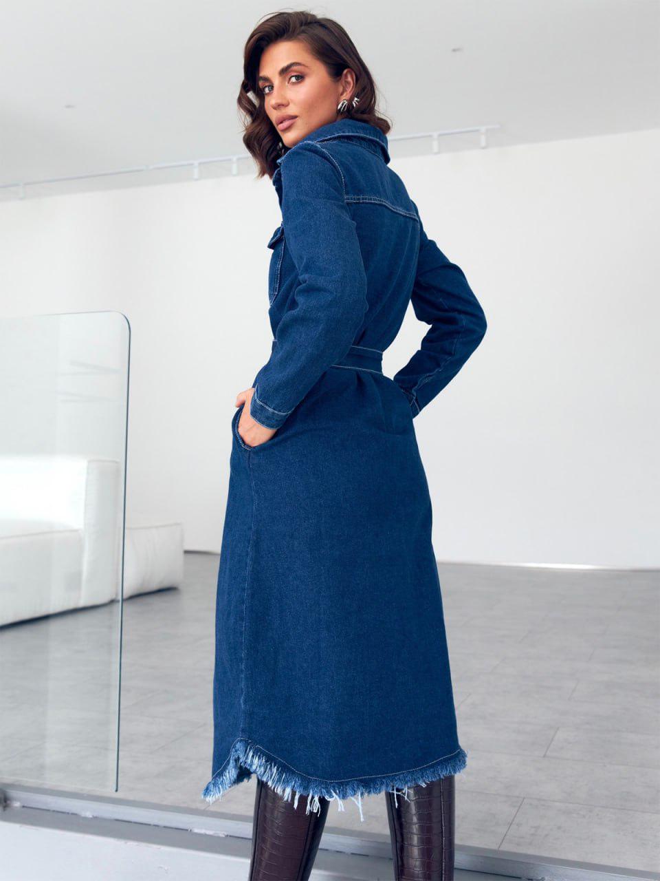 Blue Casual Denim Dress, Long Sleeves Midi Button Down Jean Dress - Etsy