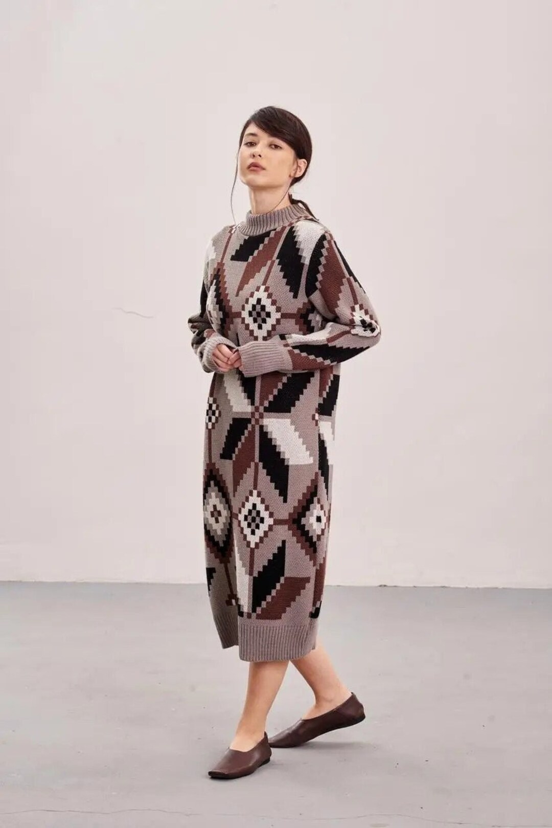 Long Sweater Dress, Winter Knit Dress, Ukrainian Dress, Knitted Dress